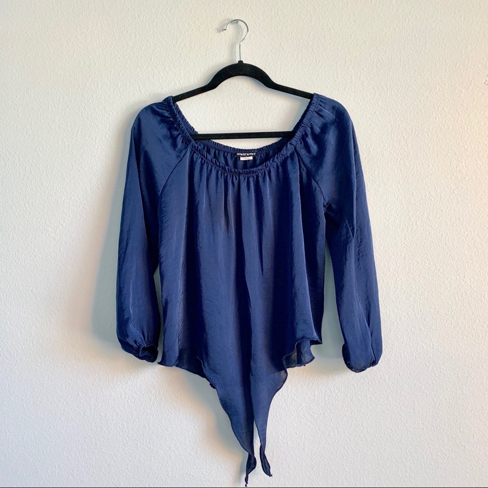 Navy Satin Blouse